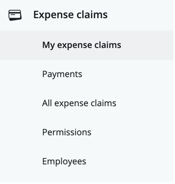 expense claims menu