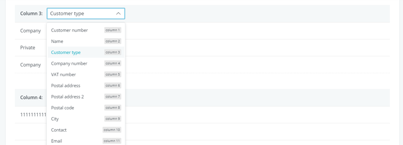 define imported columns