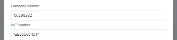 company number and VAT number