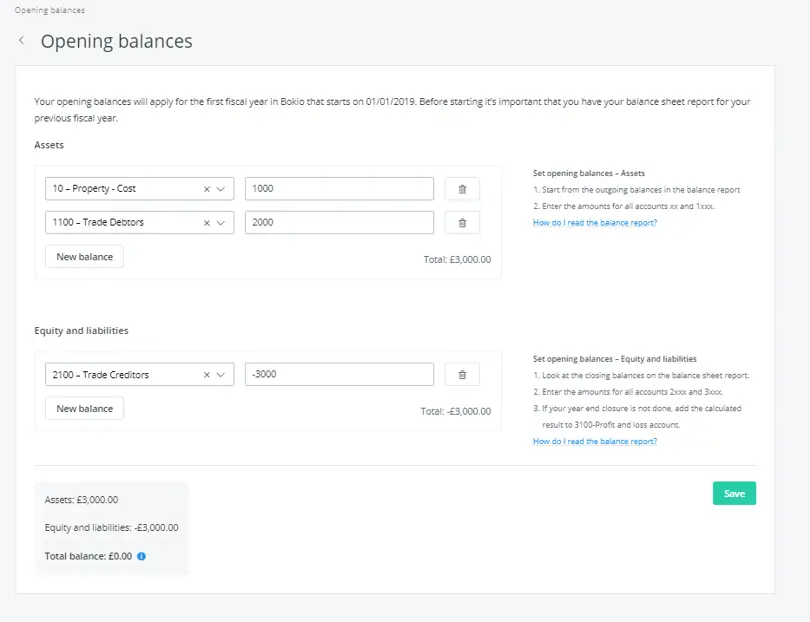 opening balances