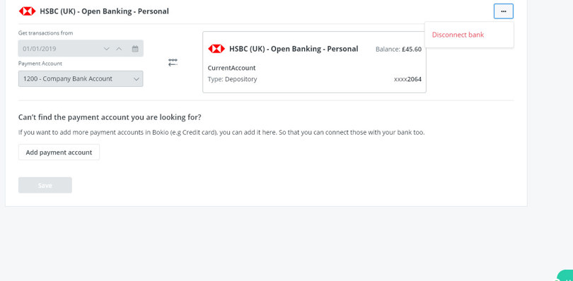 disconnect bank account