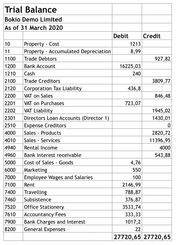 trial balance report in Excel