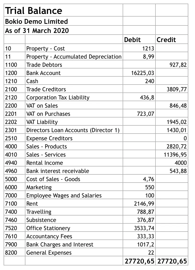 trial balance report in Excel