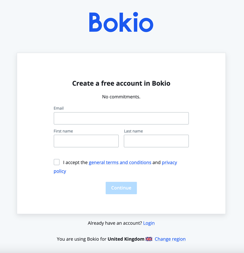 create your Bokio account