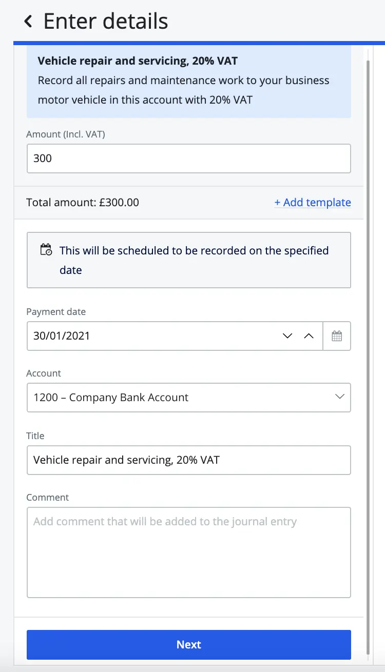 record future transaction