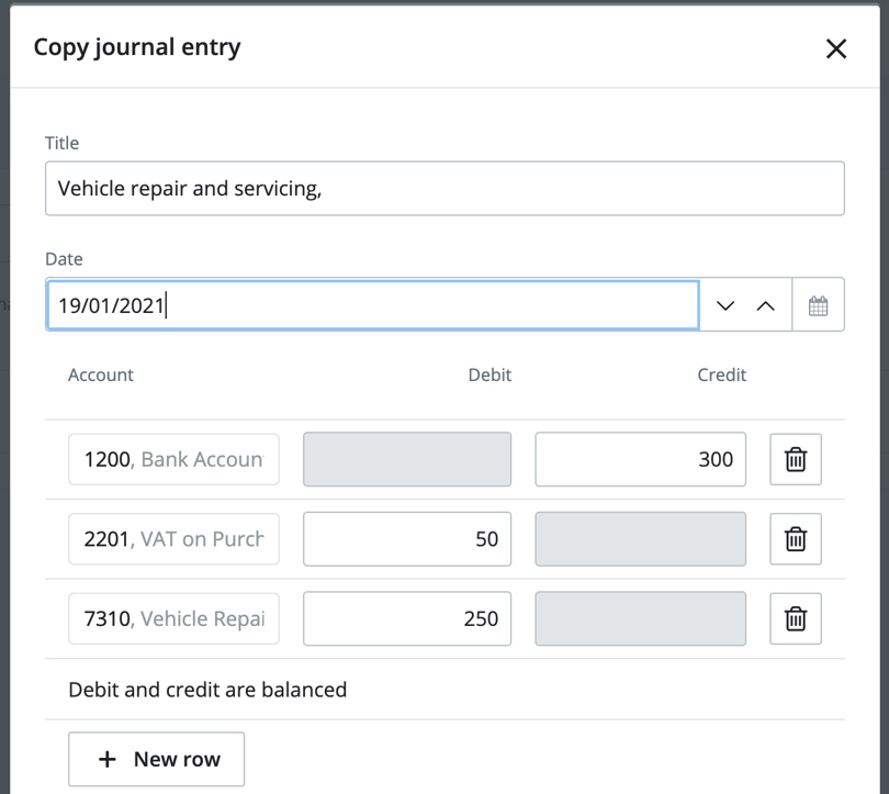 edit copied journal entry