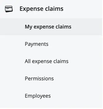 expense claims menu