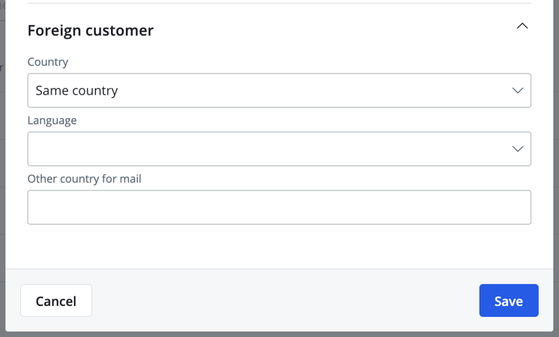 foreign customer details