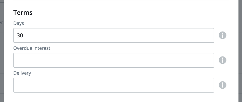 enter customer terms