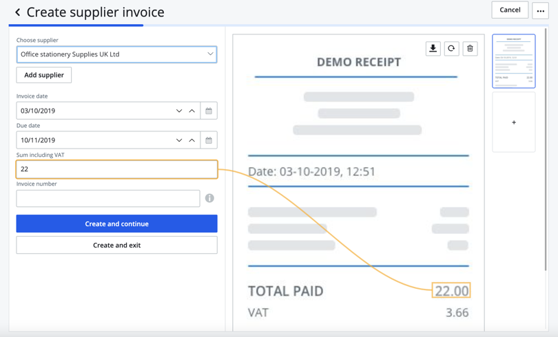 create supplier invoice