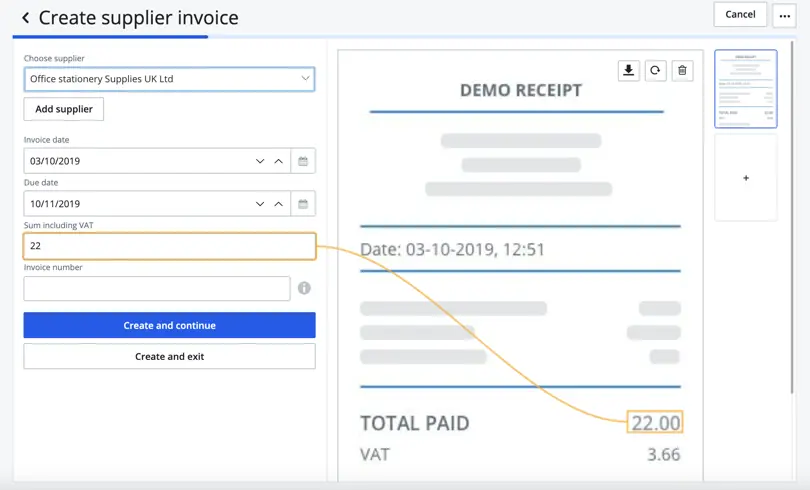 create supplier invoice