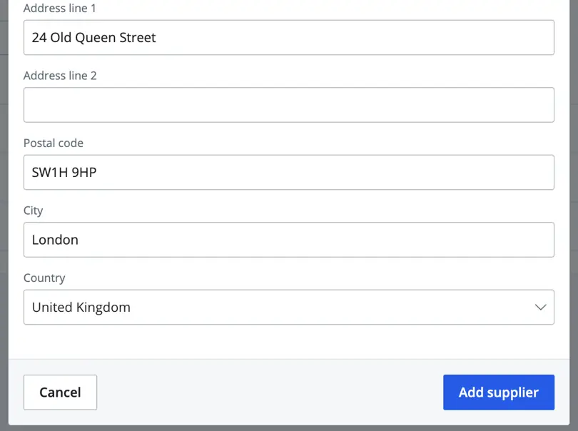 postal address and country