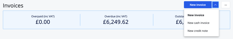 create credit note from Invoices page