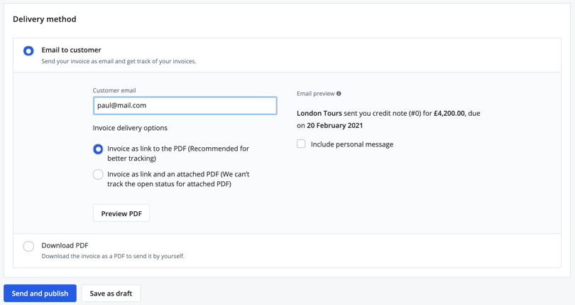 choose delivery method
