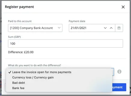 register exchange rate gains and losses