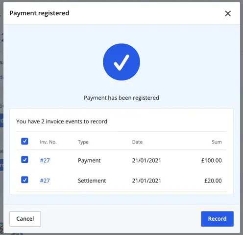 payment has been registered