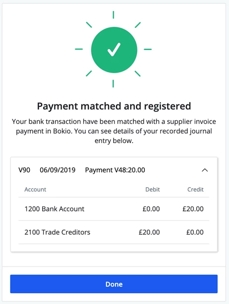 match and register payment