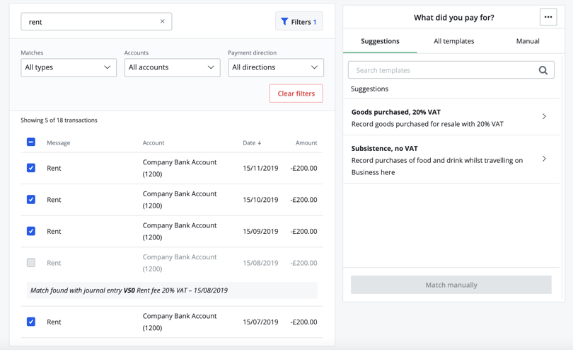 search for similar transactions