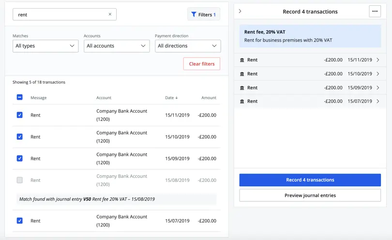 select multiple transactions