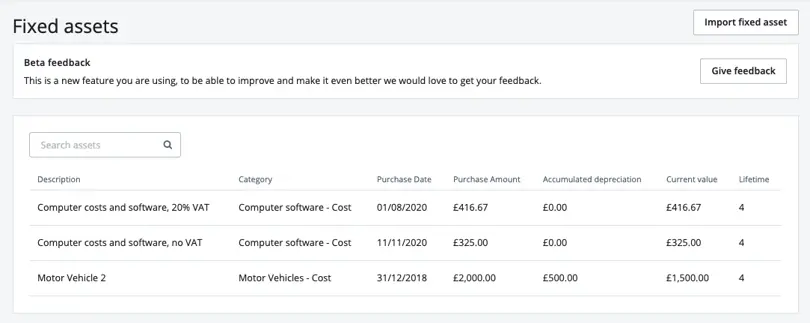 fixed assets page