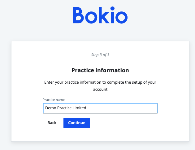 set your practice name