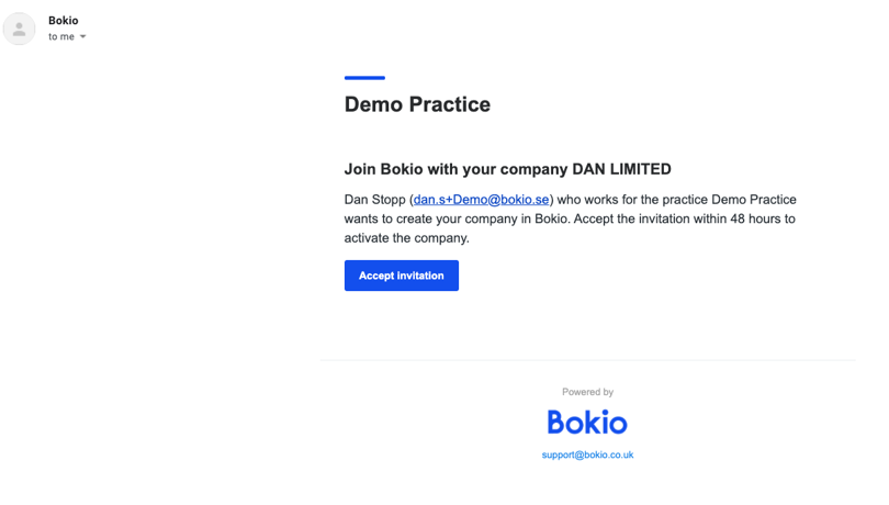 client invitation email