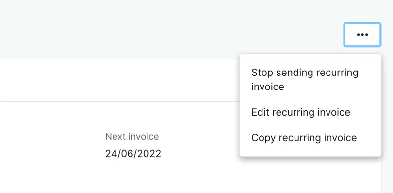 stop, edit or copy recurring invoice