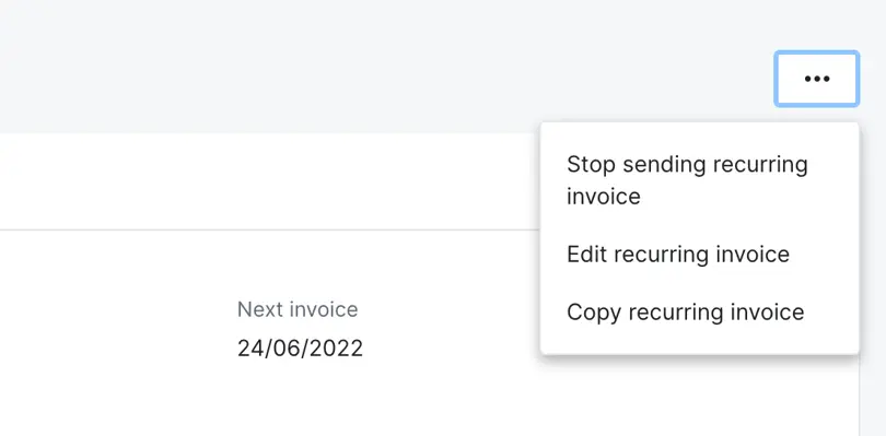 stop, edit or copy recurring invoice