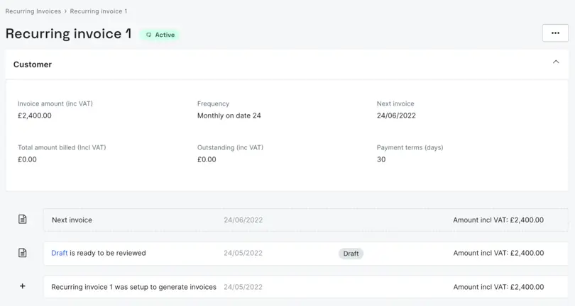 recurring invoice overview