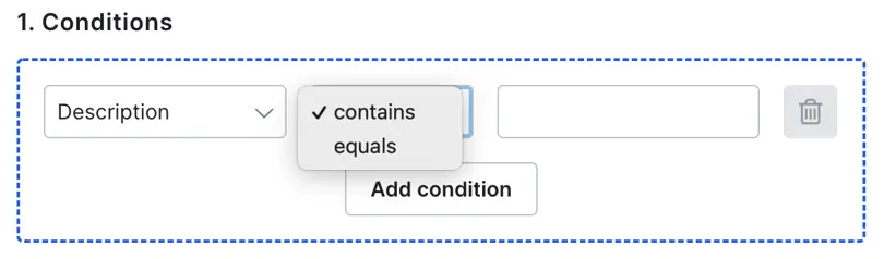 choose contains or equals