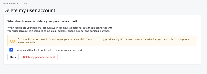 Confirm deleting account