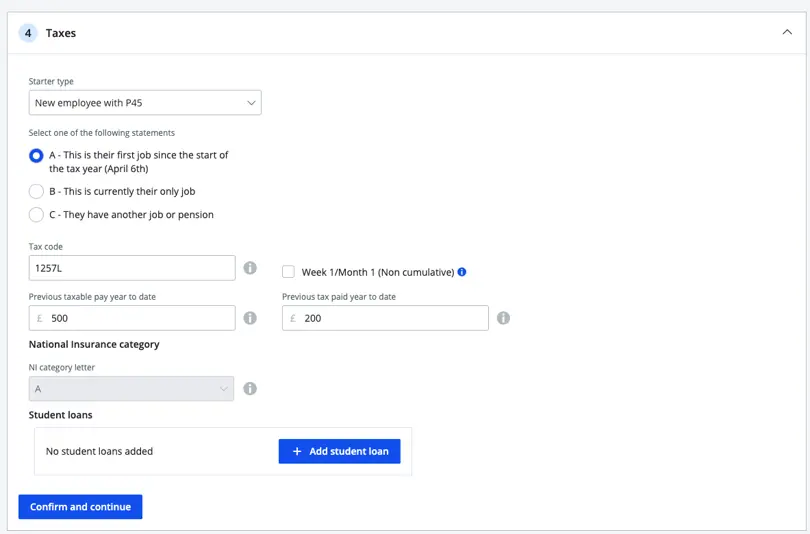 enter tax information