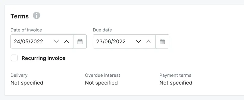 recurring invoices terms