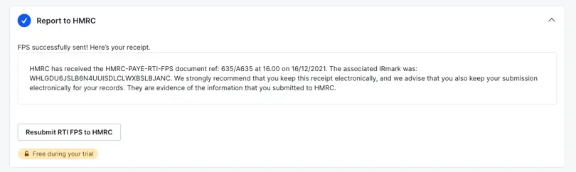 Resubmit RTI FPS to HMRC