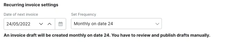 recurring invoice settings