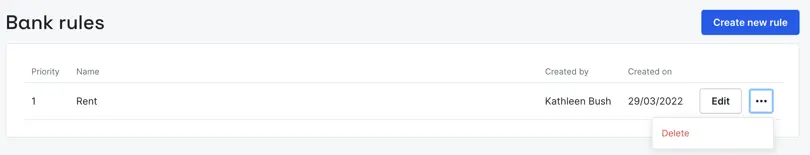 delete bank rule